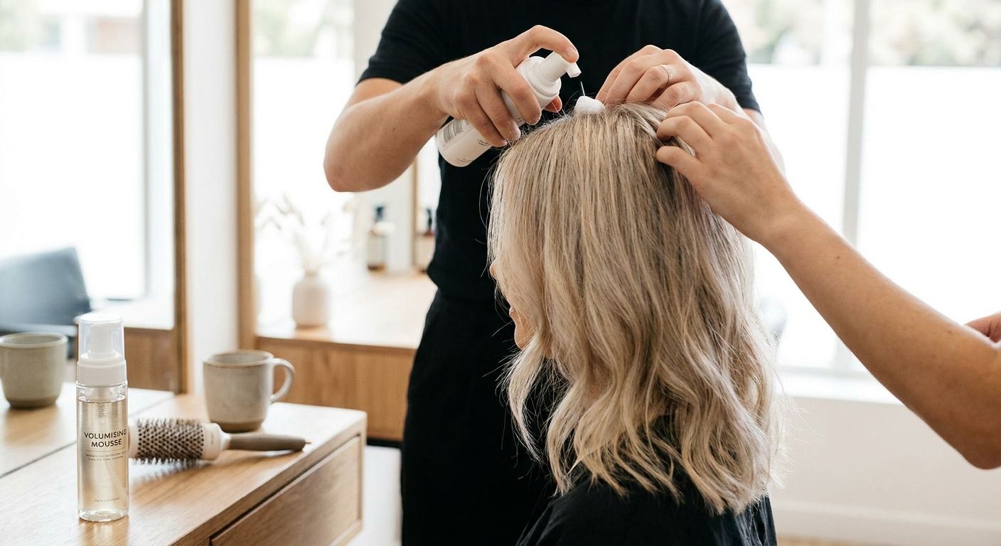 Volumising mousse for flat fine hair