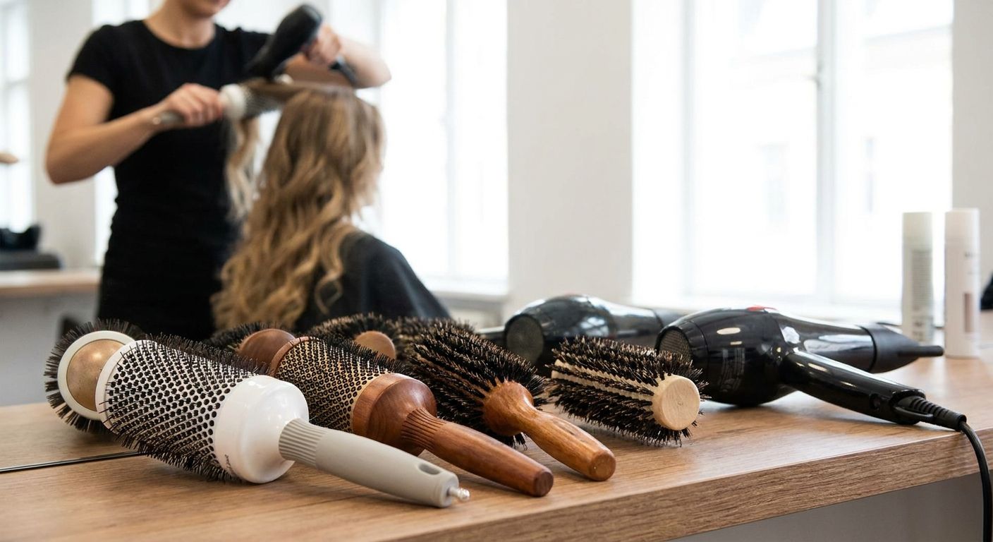 Round brushes for salon-style blow-drys