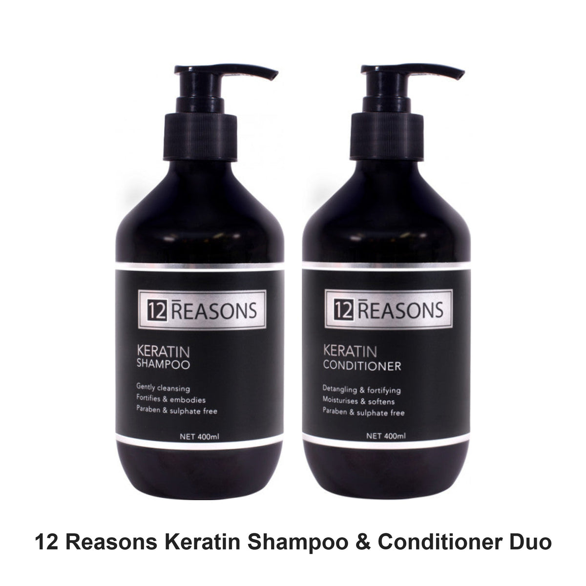 12 Reasons - Keratin Shampoo & Conditioner Duo Bundle – bundle contents: Keratin Shampoo 400ml, Keratin Conditioner 400ml