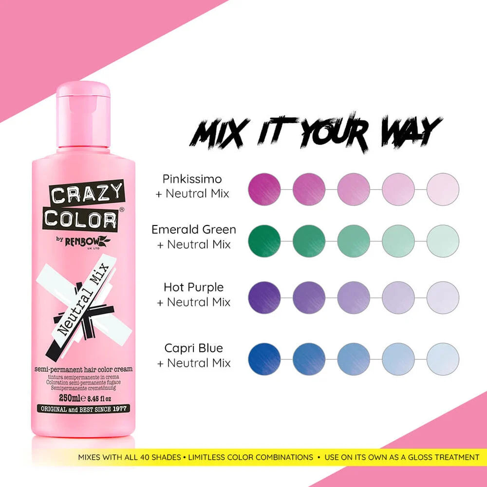 Crazy Color - Conditioning Semi-Permanent Hair Color Cream Neutral Mix 250ml