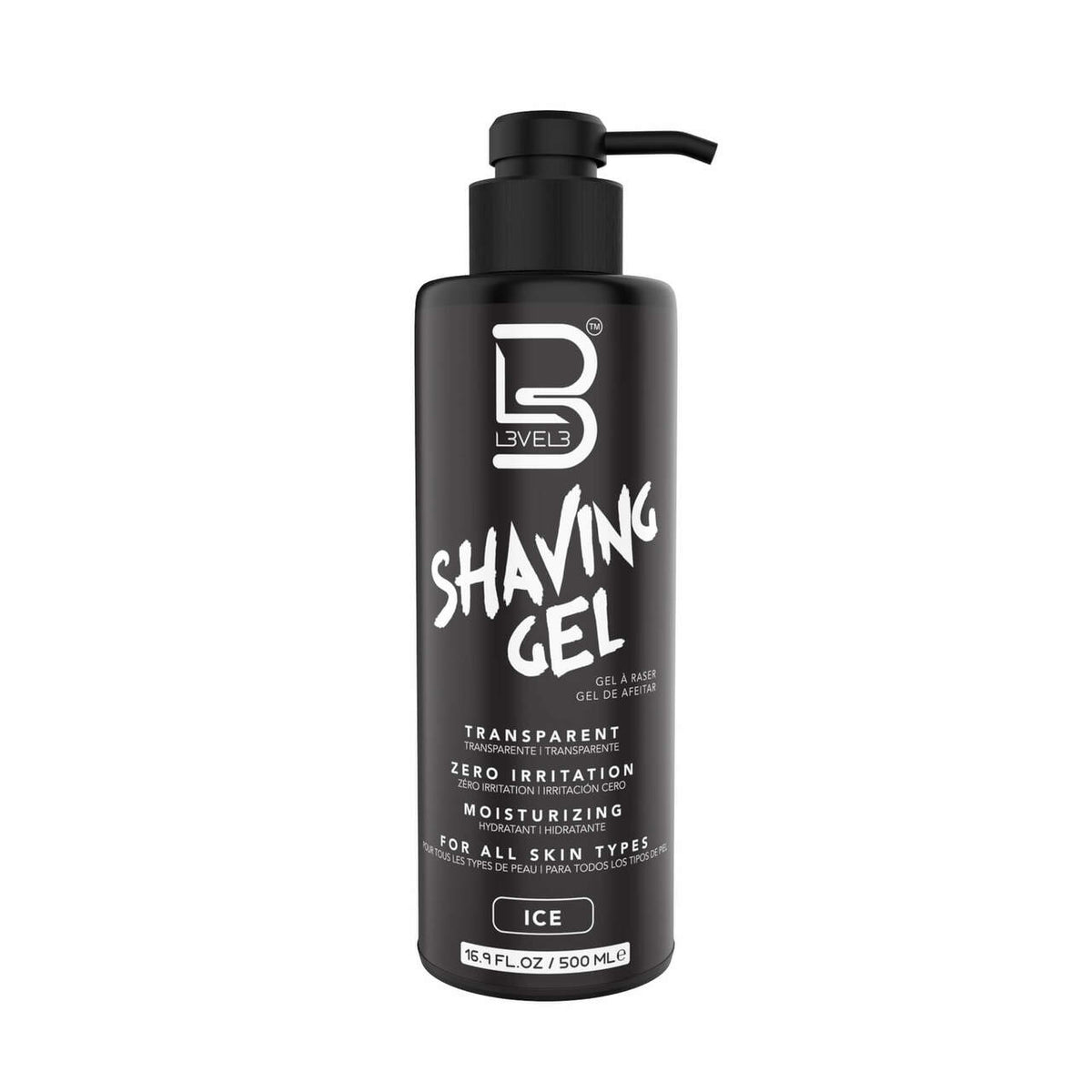 L3VEL3 Ice clear non-foaming shave gel 500ml bottle
