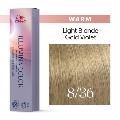Wella Professionals - Illumina Color 8/36 Light Blonde-Gold Violet 60ml – front of pack