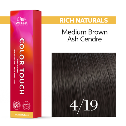 Wella Professionals - Color Touch 4/19 Medium Brown Ash Cendre 60ml – front of pack