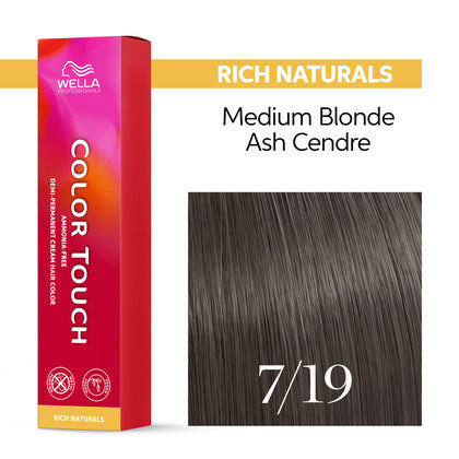 Wella Professionals - Color Touch 7/19 Medium Blonde Ash Cendre 60ml – front of pack
