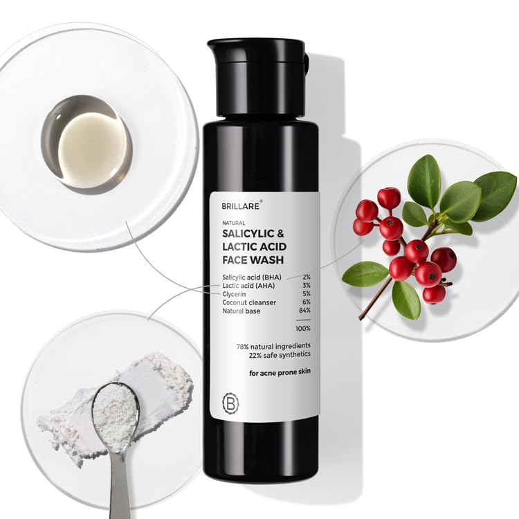 Brillare - 2% Salicylic And 3% Lactic Acid Face Wash For Acne Prone Skin 100ml
