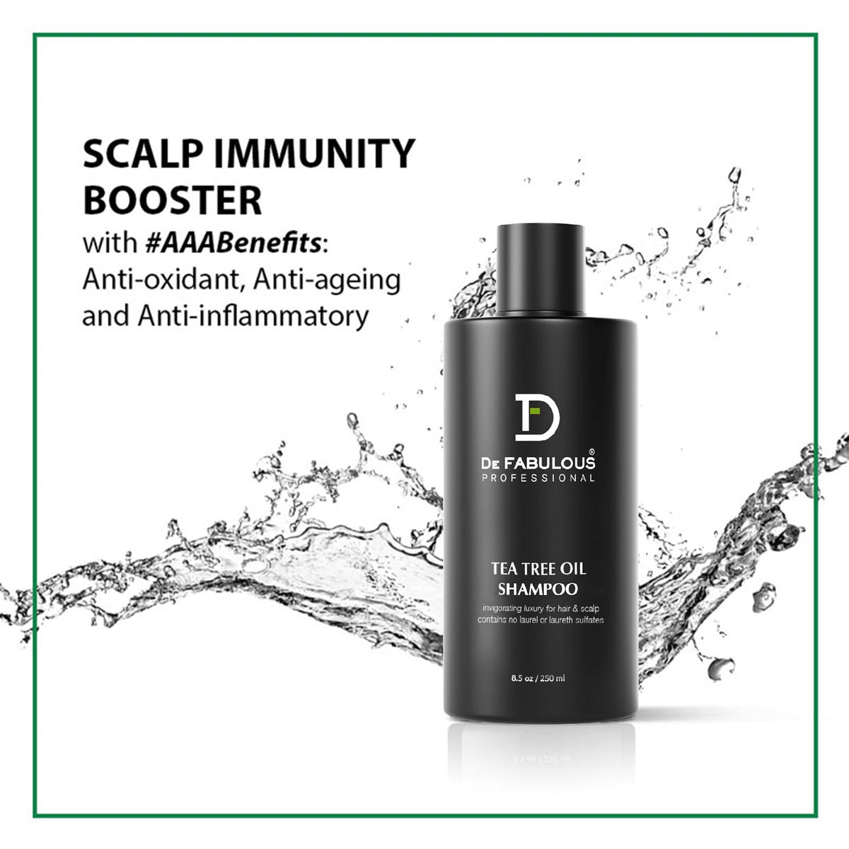 De Fabulous Tea Tree Oil Shampoo 250ml – bottle detail