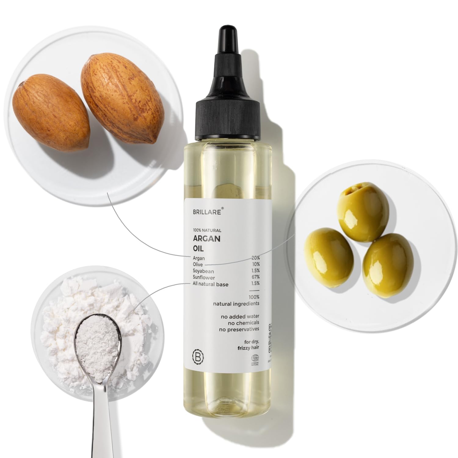Brillare - Argan Hair Oil For Dry, Frizzy Hair 100ml