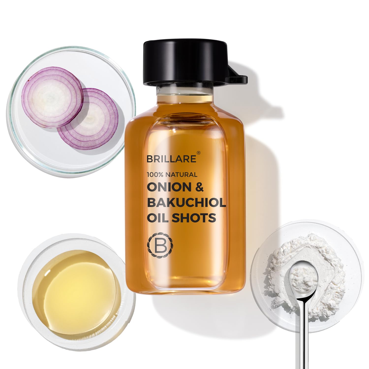 Brillare - Onion & Bakuchiol Oil Shots For Hair Fall Reduction 6ml X 8