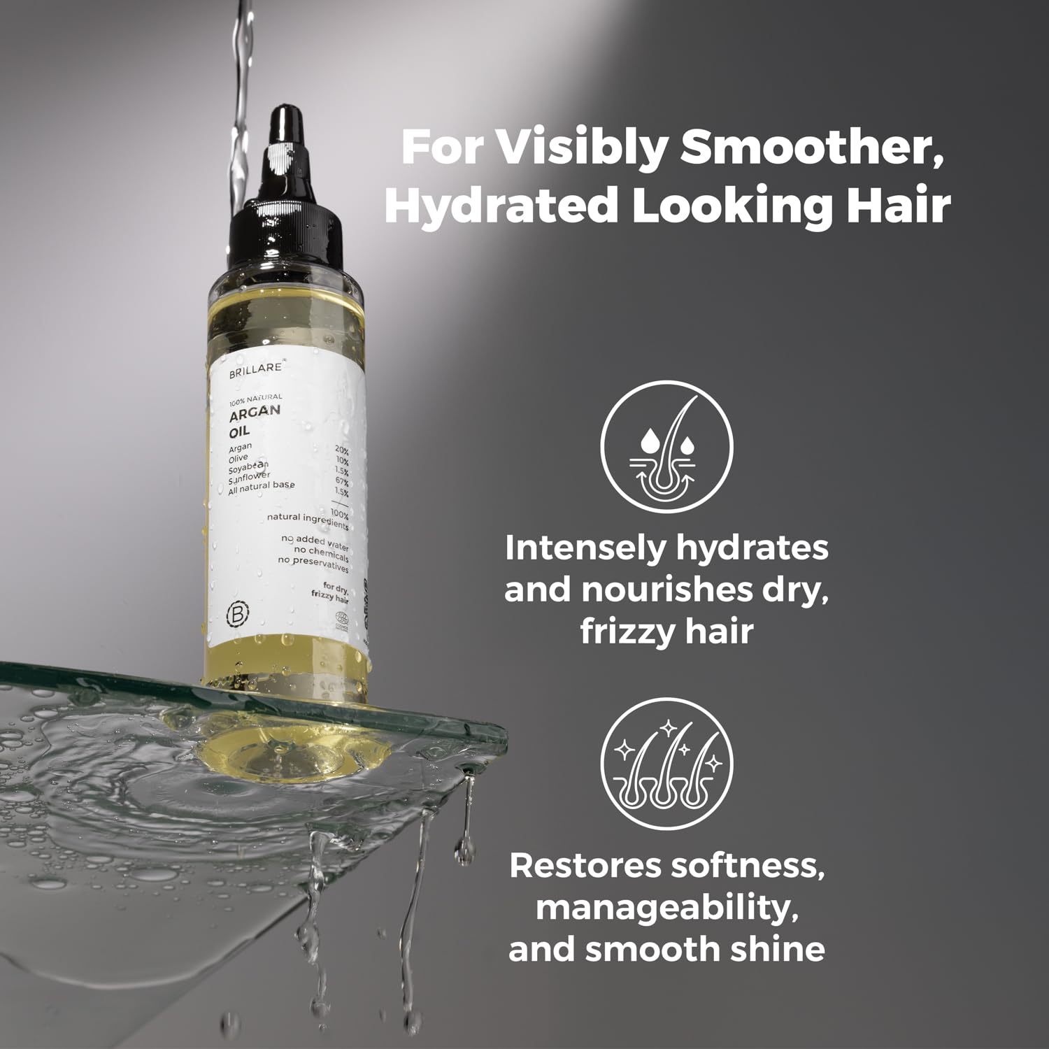 Brillare - Argan Hair Oil For Dry, Frizzy Hair 100ml