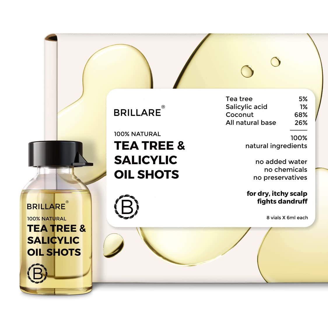 Brillare - Tea Tree & Salicylic Oil Shots For Dandruff Control 6ml X 8