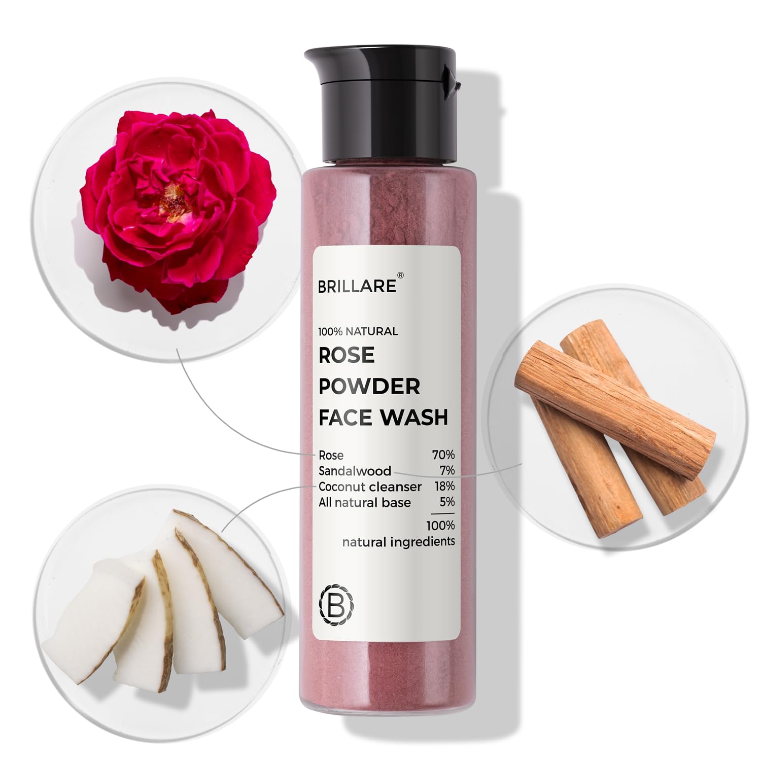Brillare - Rose Powder Face Wash For Youthful Skin 30g