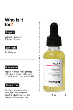 Minimilist - AHA BHA 10% Face Exfoliator 30ml - Zilion