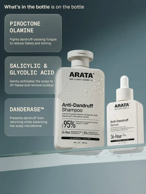 Arata - Anti-Dandruff Shampoo 200ml & Serum 30ml Combo – key ingredients