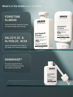 Arata - Anti-Dandruff Shampoo, Conditioner & Serum (Tonic) Combo – key ingredients