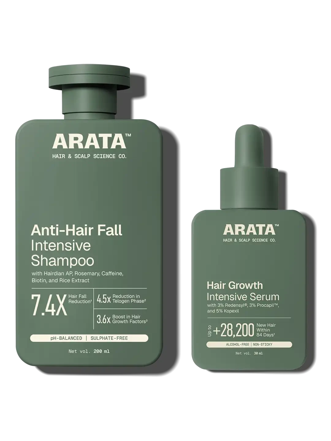 Arata - Anti-Hair Fall Shampoo 200ml & Hair Growth Intensive Serum 30ml Combo