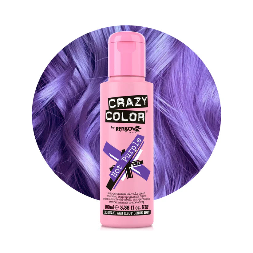 Crazy Color - Conditioning Semi-Permanent Hair Color Cream Hot Purple 100ml