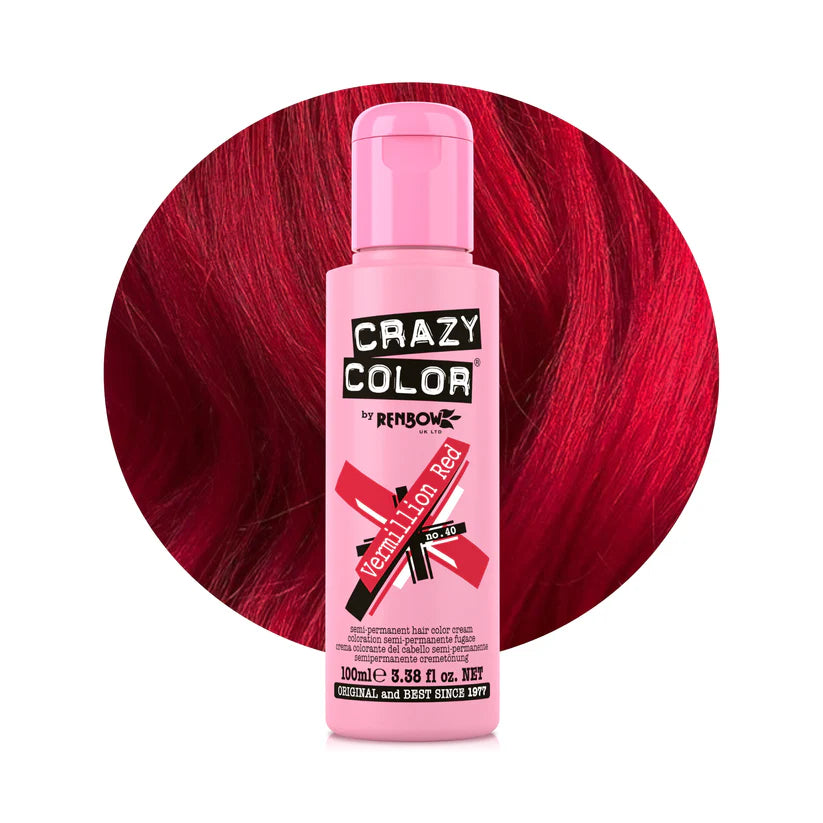 Crazy Color - Conditioning Semi-Permanent Hair Color Cream Vermillion Red 100ml