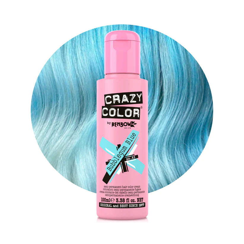 Crazy Color - Conditioning Semi-Permanent Hair Color Cream Bubblegum Blue 100ml
