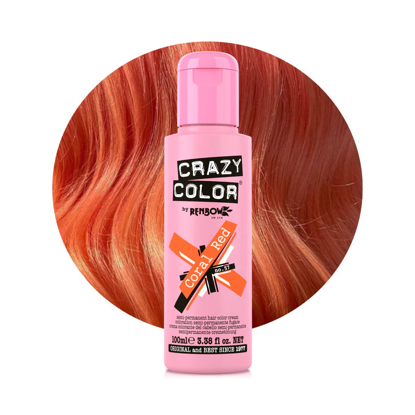 Crazy Color - Conditioning Semi-Permanent Hair Color Cream Coral Red 100ml
