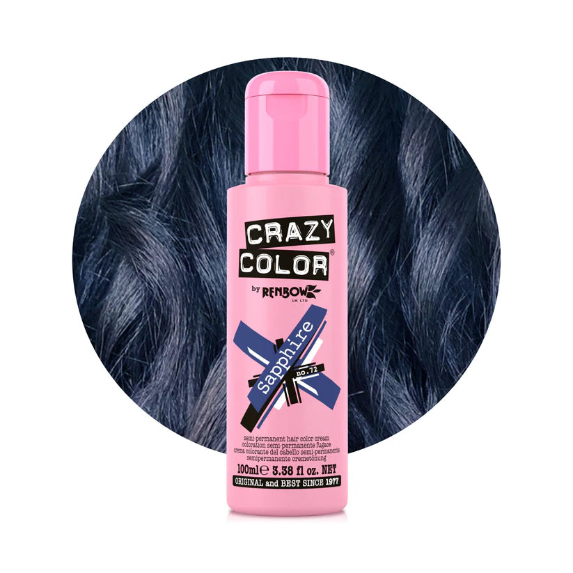 Crazy Color - Metallic Conditioning Semi Permanent Hair Color Cream Sapphire 100ml