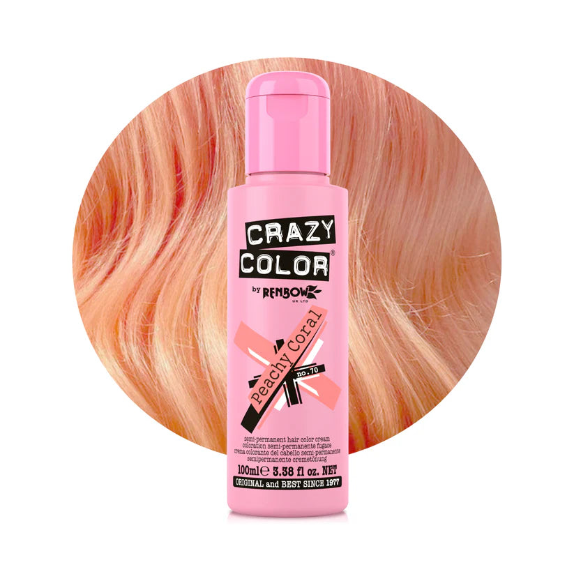 Crazy Color - Conditioning Semi-Permanent Hair Color Cream Peachy Coral 100ml