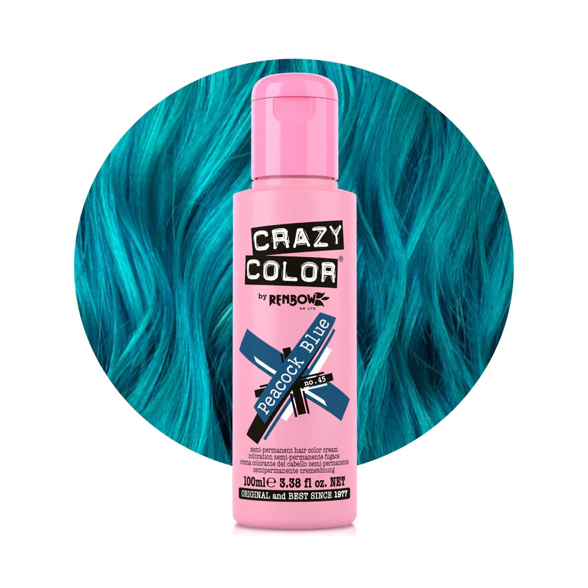 Crazy Color - Conditioning Semi-Permanent Hair Color Cream Peacock Blue 100ml