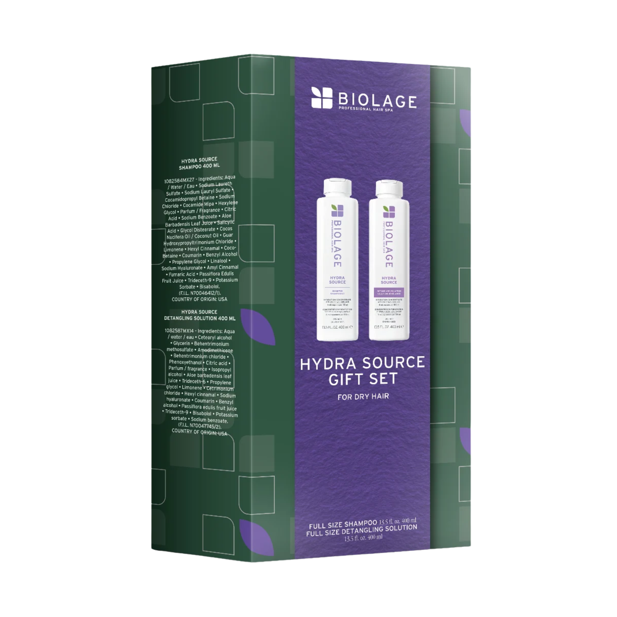 Biolage - Hydrasource Shampoo & Detangling Solution 400ml Duo – front of pack