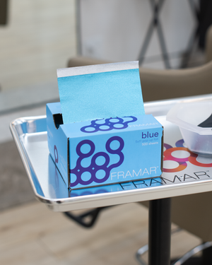 Framar blue embossed foil in use