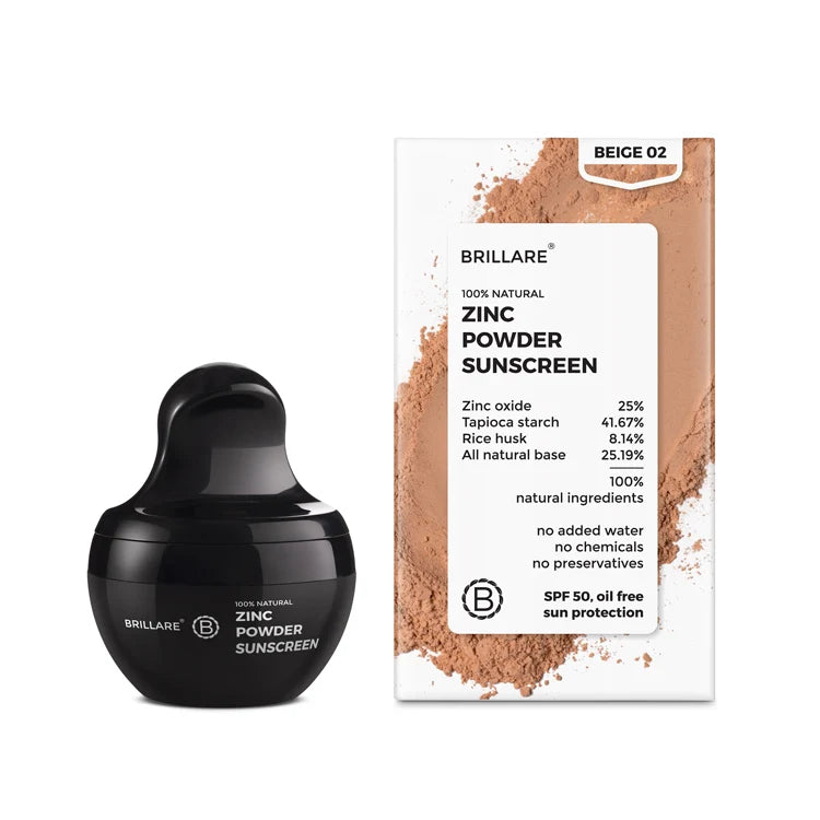 Brillare - Zinc Powder Sunscreen SPF50 Beige 4g