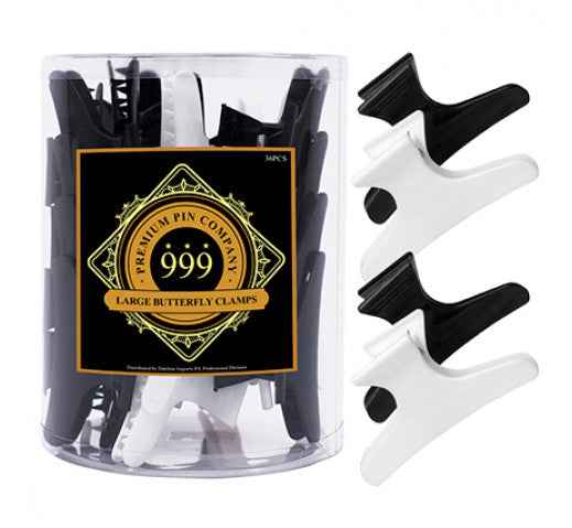 999 Premium Pin Company - Large B&W Butterfly Clamps - 102, 36pc