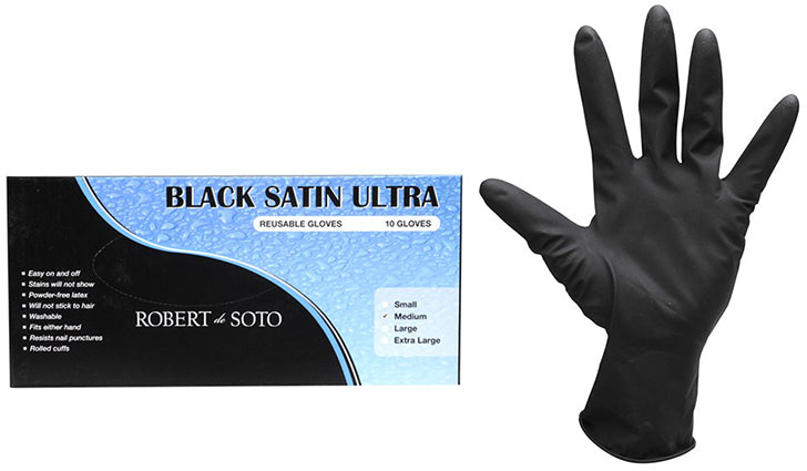 Robert de Soto - Black Satin Ultra Gloves Medium 10pk – product image