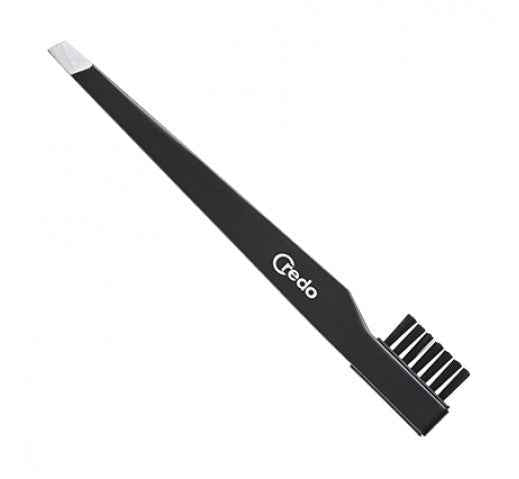 Credo - Slant Tweezer With Brush Black