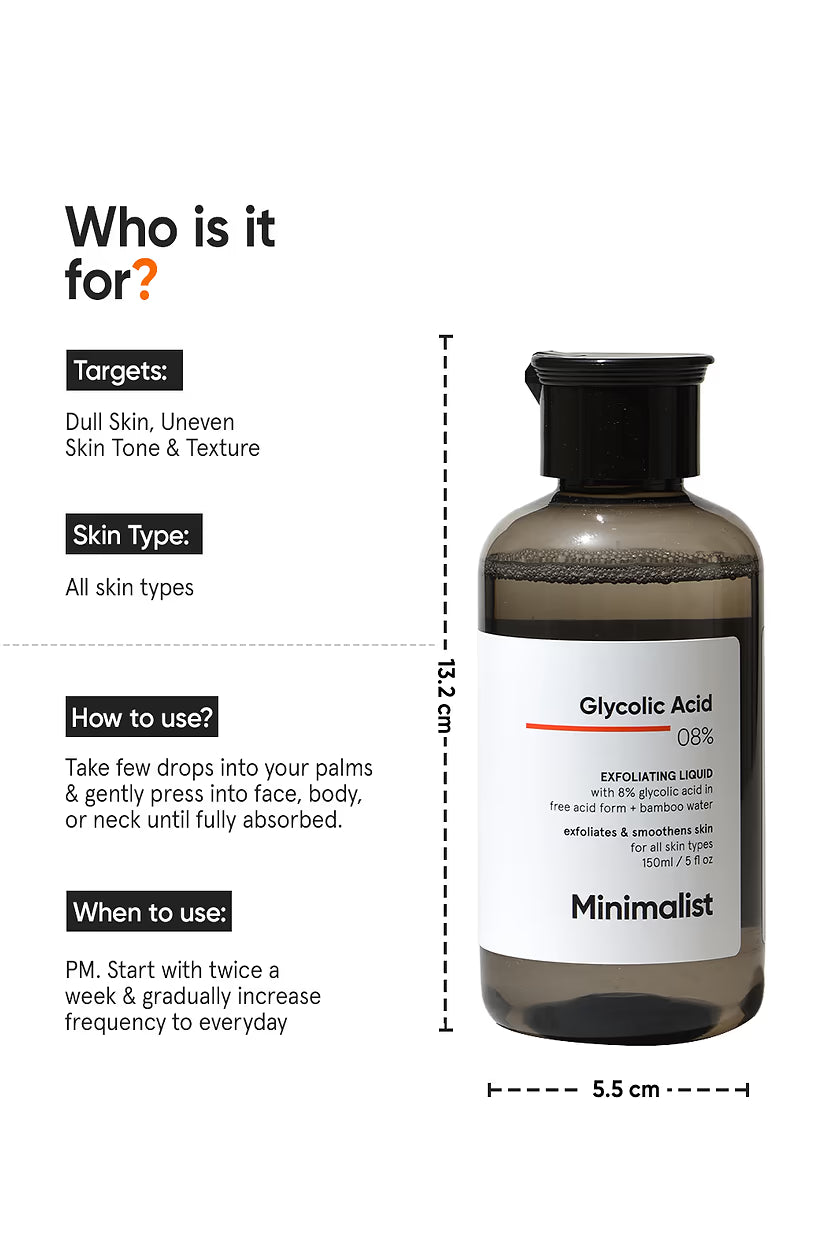 Minimilist - Glycolic Acid 8% Exfoliating Liquid 150ml - Zilion