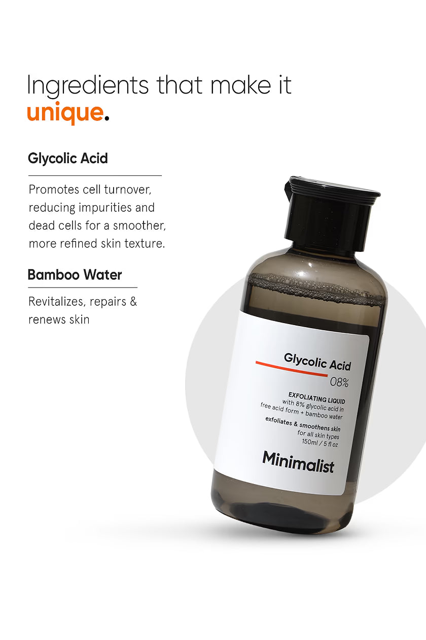 Minimilist - Glycolic Acid 8% Exfoliating Liquid 150ml - Zilion
