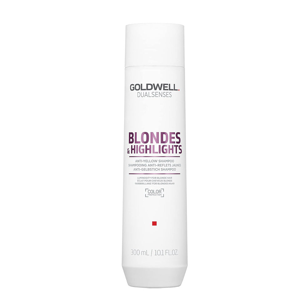 Goldwell - Blonde & Highlights Shampoo, Conditioner, Treatment & Serum Spray Quad Bundle – Goldwell Blonde & Highlights Anti-Yellow Shampoo 300ml