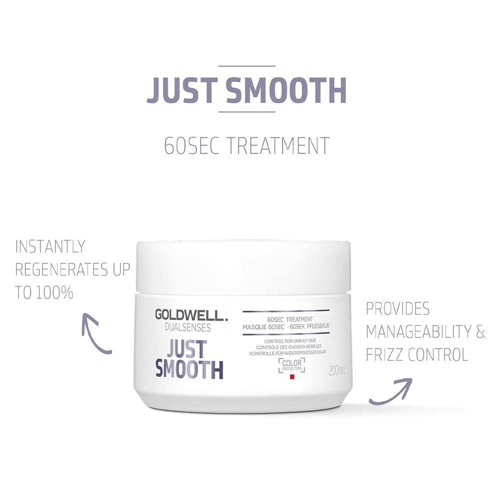Goldwell - Just Smooth Shampoo, Conditioner, Treatment & Taming Oil Quad Bundle – Goldwell Just Smooth 60 Sec Treatment 200ml (detail)