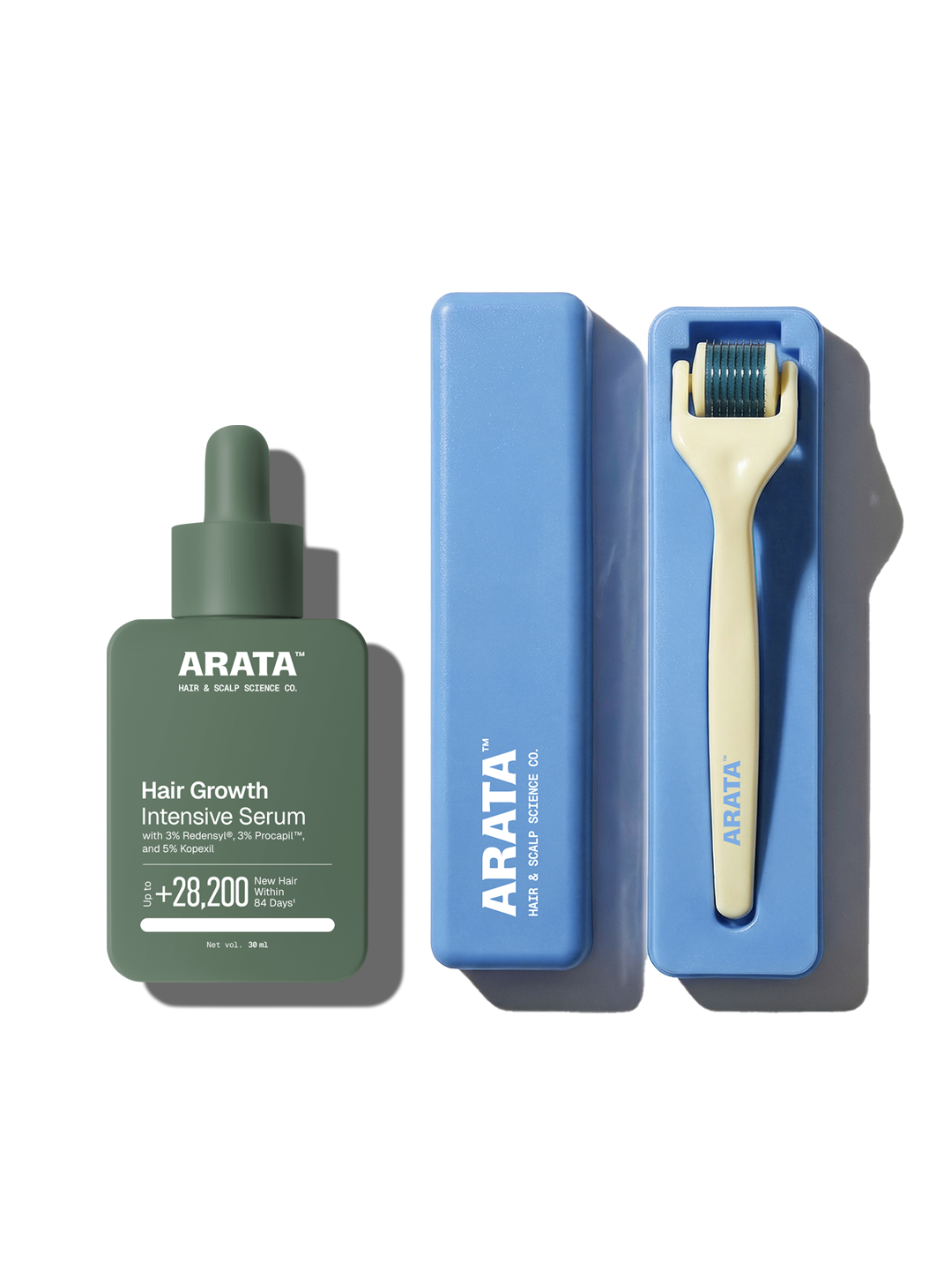 Arata - Hair Growth Intensive Serum 30ml & Derma Roller Combo – front of pack