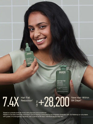 Arata - Hair Growth Intensive Serum 30ml Pack of 2 + Anti-Hair Fall Shampoo 200ml – 2-step routine