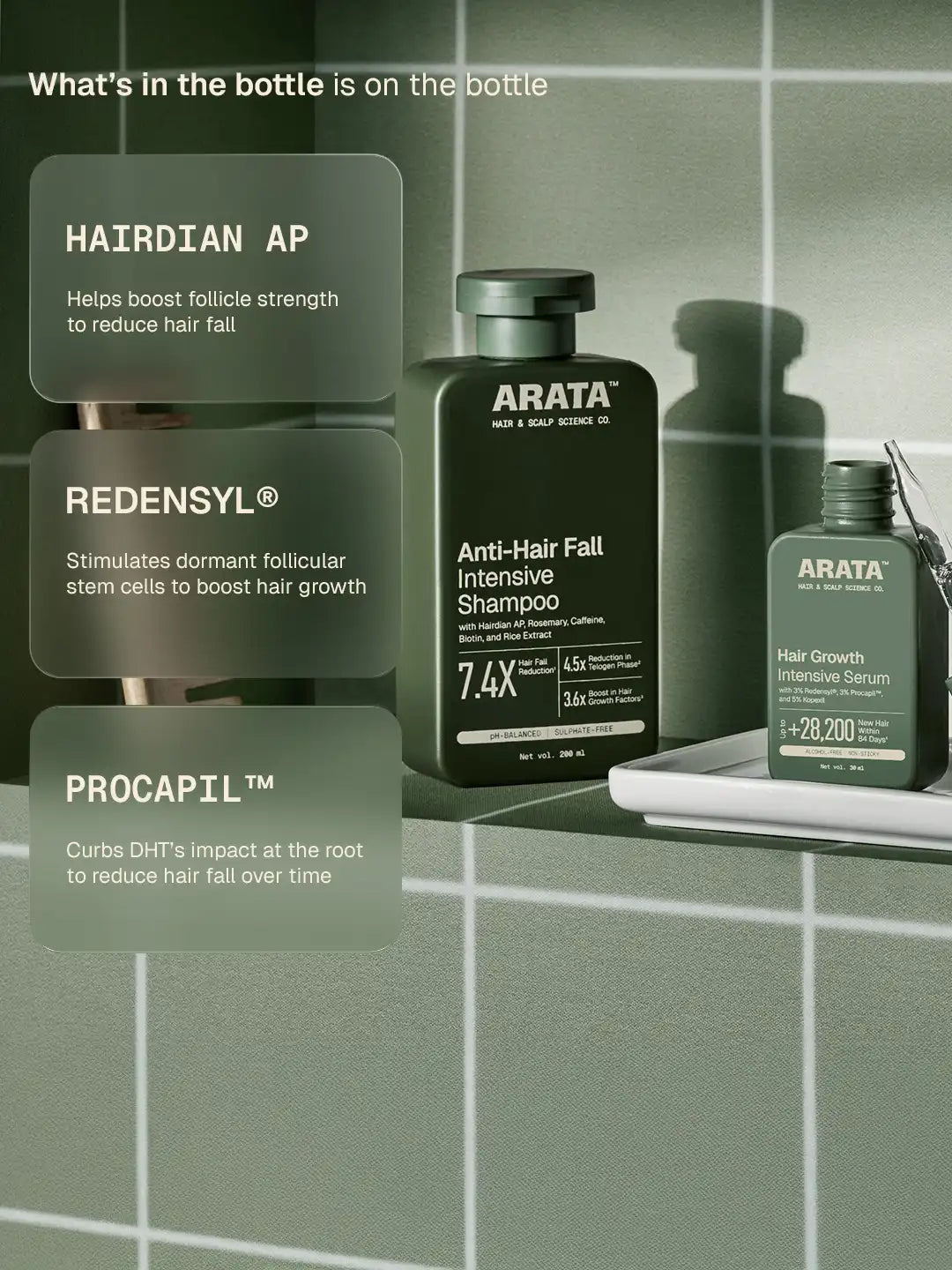 Arata - Hair Growth Intensive Serum 30ml Pack of 3 + Anti-Hair Fall Shampoo 200ml – key ingredients