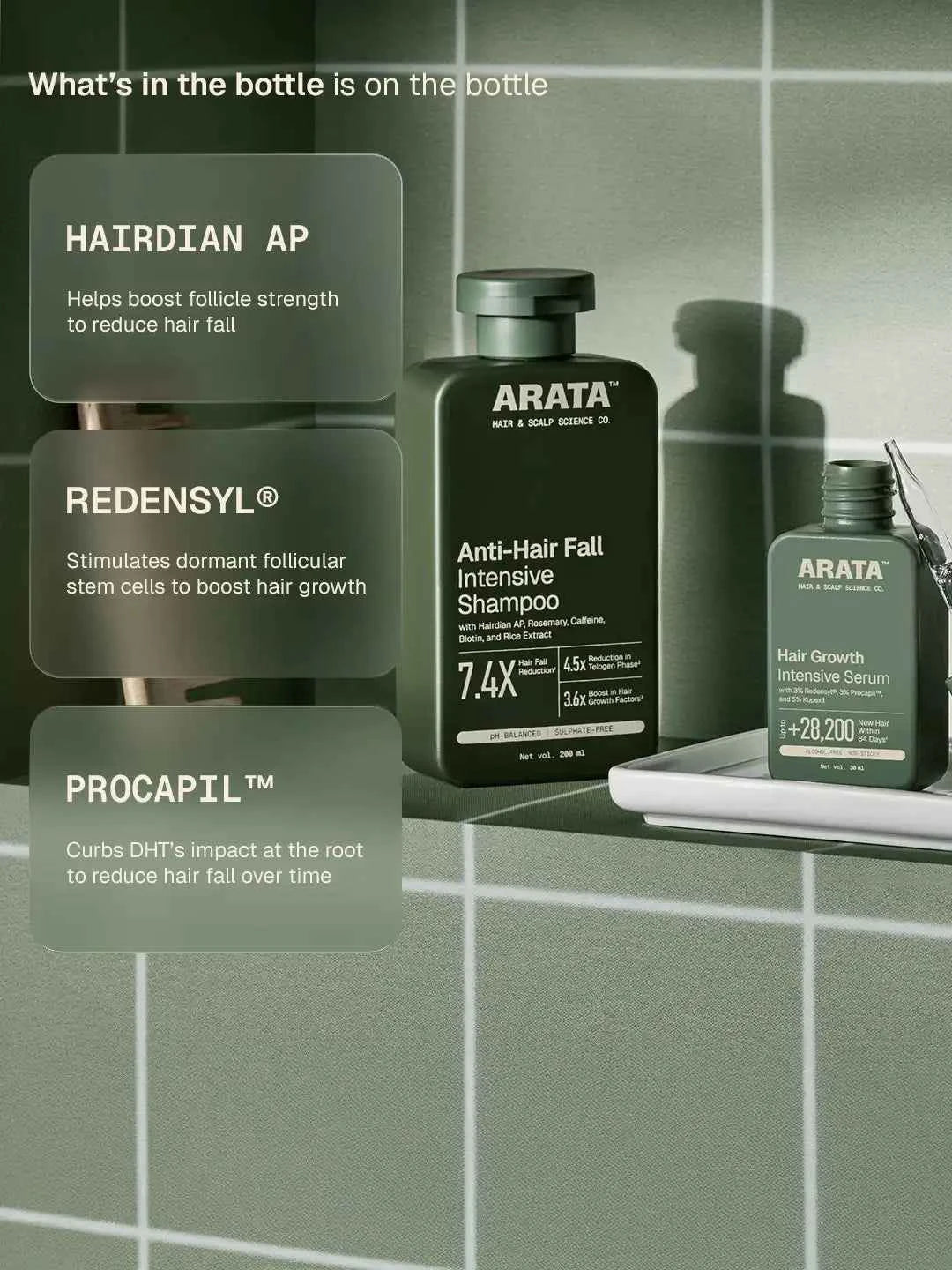 Arata - Anti-Hair Fall Shampoo 200ml & Hair Growth Intensive Serum 30ml Combo