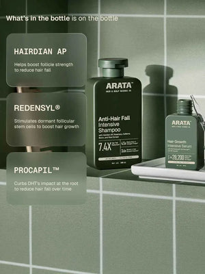 Arata - Anti-Hair Fall Shampoo 200ml & Hair Growth Intensive Serum 30ml Combo