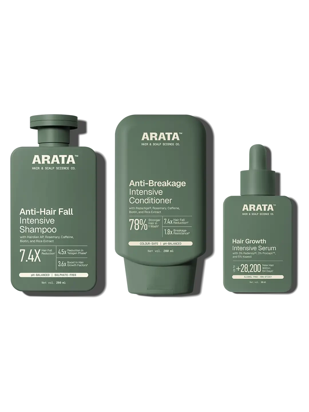Arata - Hair Growth Trio (Anti-Hair Fall Shampoo, Anti-Breakage Conditioner & Hair Growth Serum)