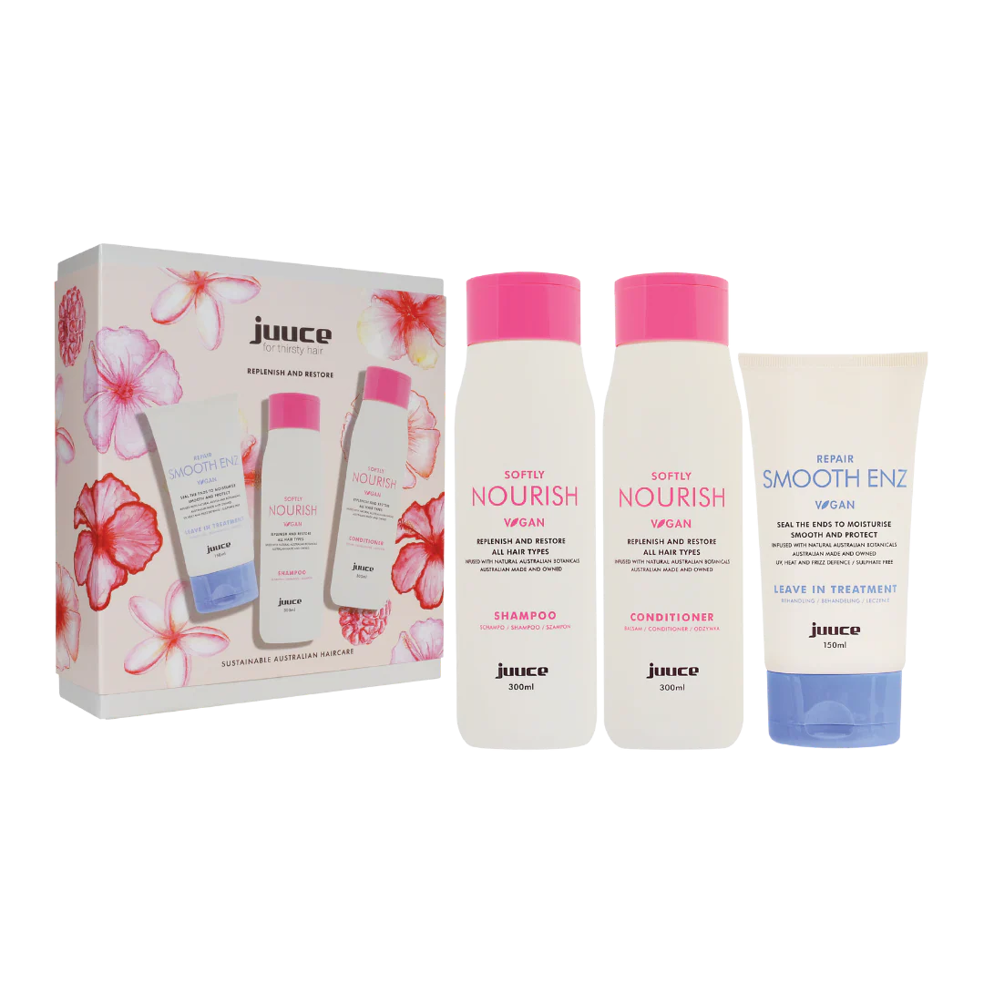 Juuce - Softly Nourish Shampoo, Conditioner & Smooth Enz Trio Pack - Zilion