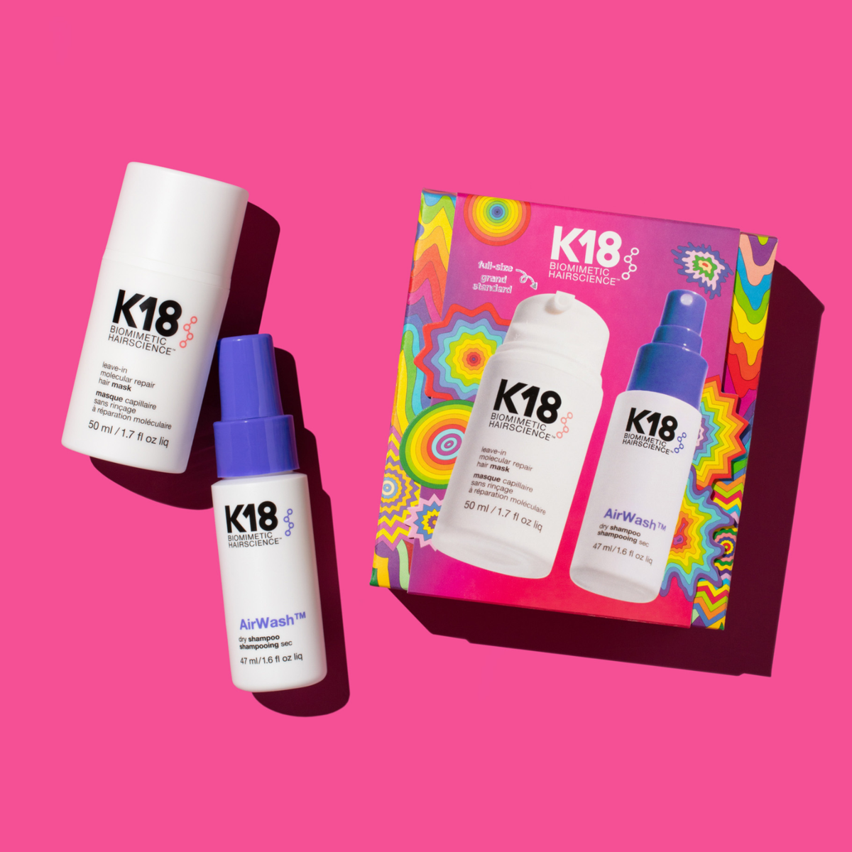 K18 - Repair + Refresh Duo (AirWash 47ml & Repair Mask 50ml) – pack contents