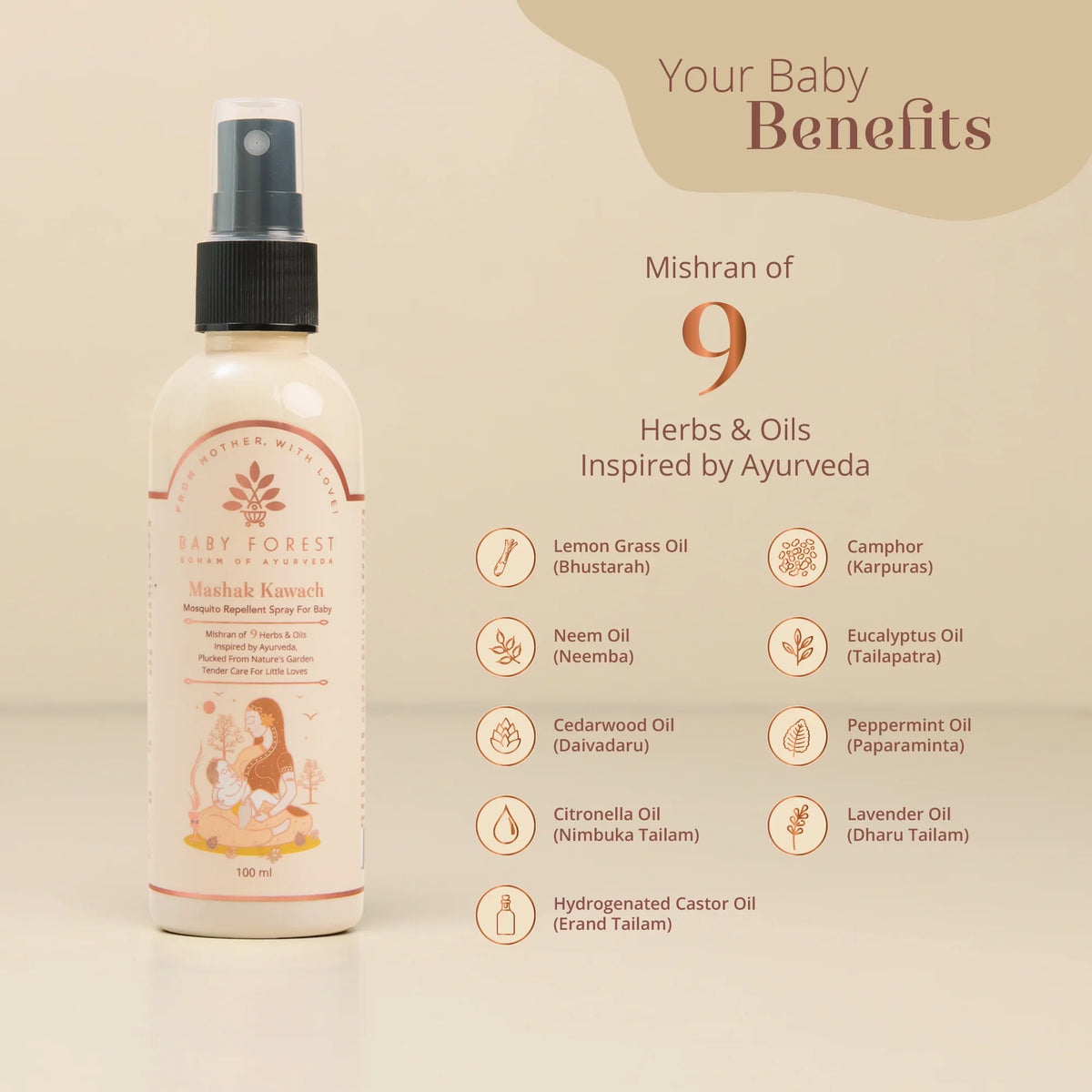 Baby Forest - Mashak Kawach Baby Mosquito Repellent Spray 100ml – product view 7