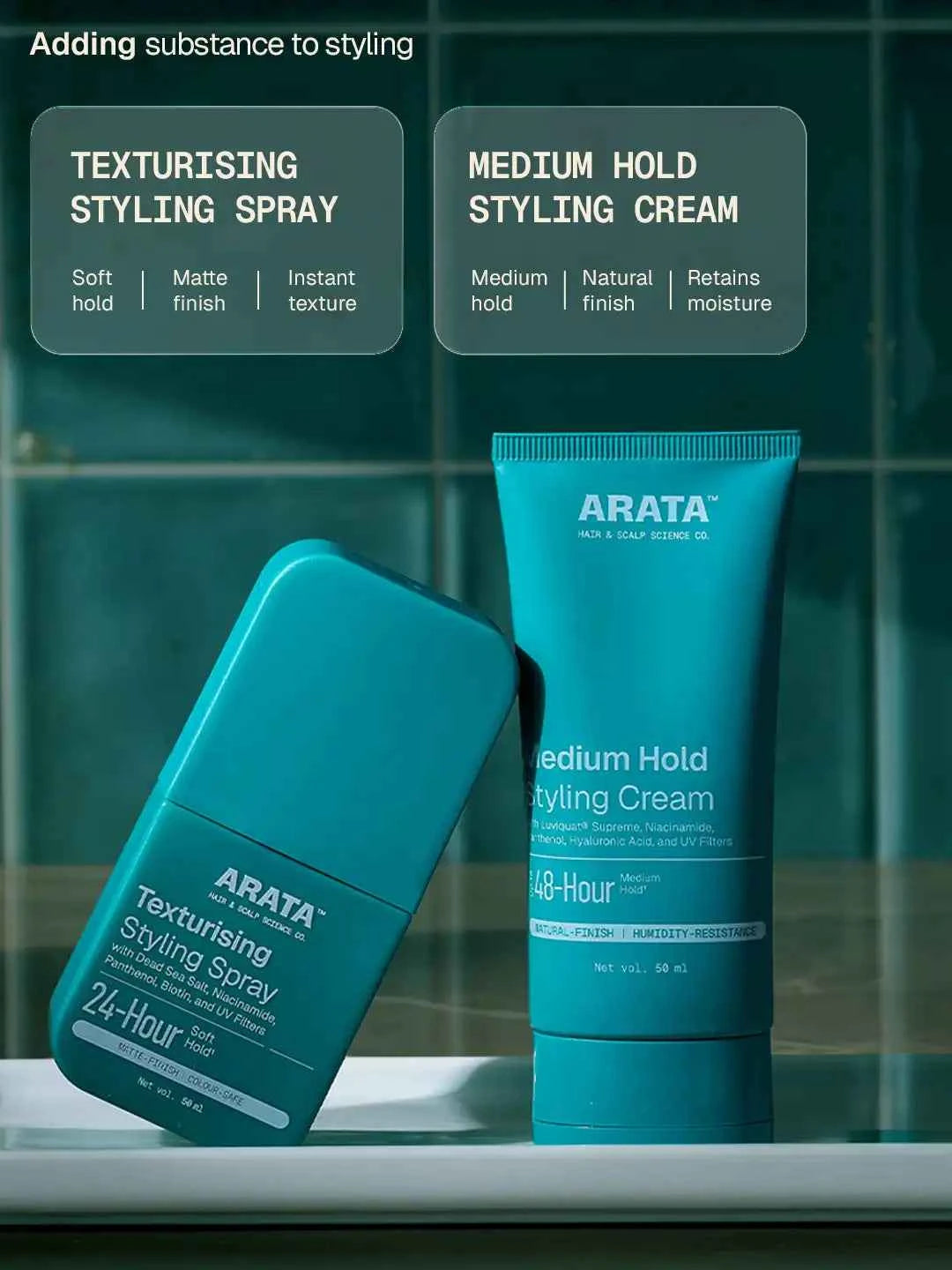Arata - Texturising Styling Spray & Medium Hold Styling Cream Combo