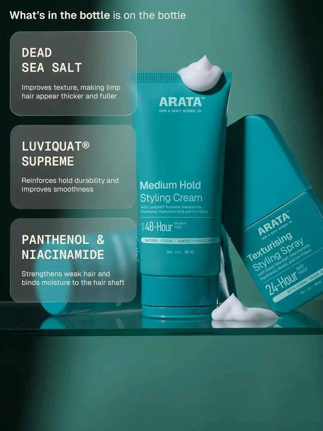 Arata - Texturising Styling Spray & Medium Hold Styling Cream Combo