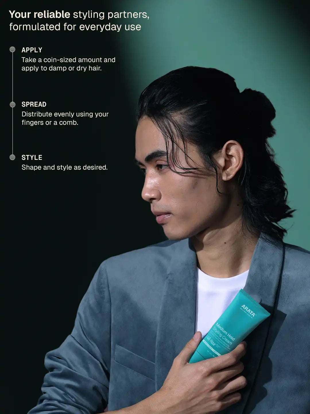 Arata - Texturising Styling Spray & Medium Hold Styling Cream Combo 2 x 50ml – styling looks