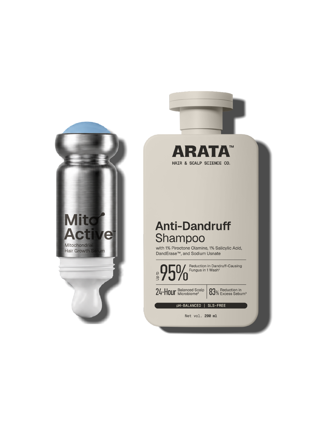 Arata - MitoActive Hair Growth Serum + Anti-Dandruff Shampoo Combo – front of pack