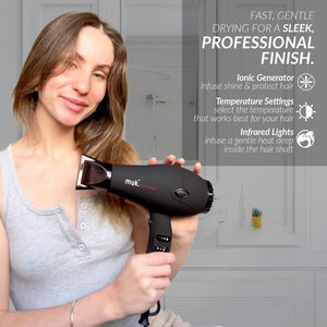 Muk Hair - Blow Hair Dryer Matte Black – controls